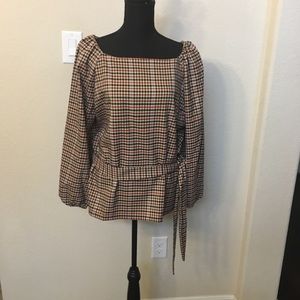 NWT Ann Taylor Factory plaid LS Top.